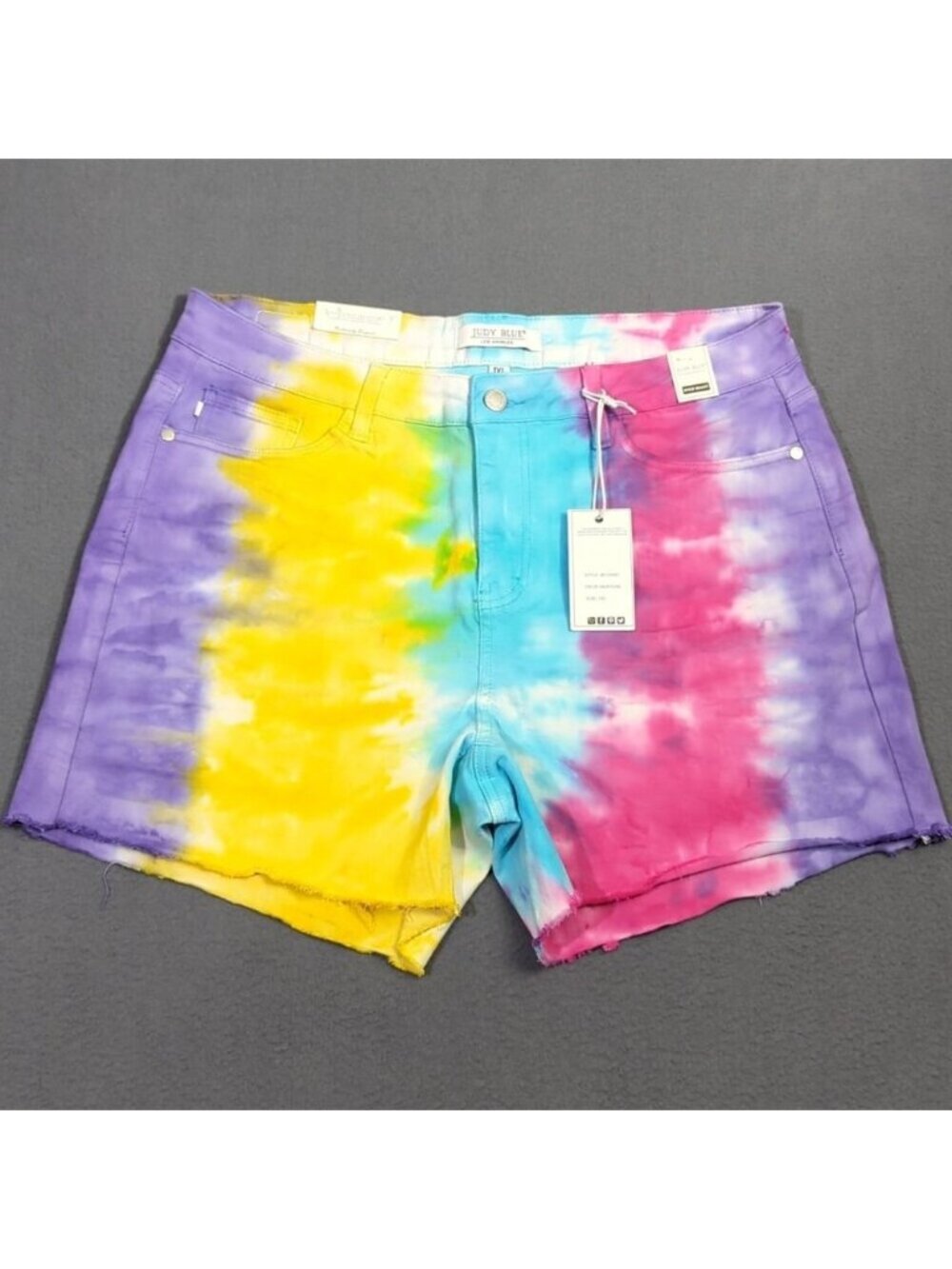 Judy Blue Jean Shorts Women's 1XL Multicolor Snow Cone Colorful High Waist Denim
